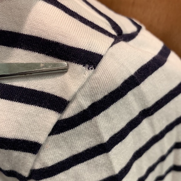 Boden Supersoft Frilled Cuff Tee Ivory/Navy, Sz Small - Picture 6 of 9